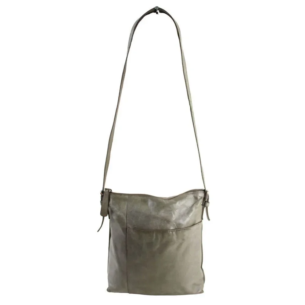 Hobo International CHALKY GREEN GRAY GENUINE LEATHER SHOULDER BAG HANDBAG PURSE